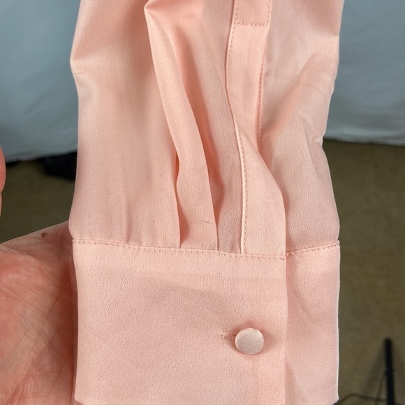J. Crew Blush Pink Long Sleeve Tie Neck Blouse - Picture 5 of 9